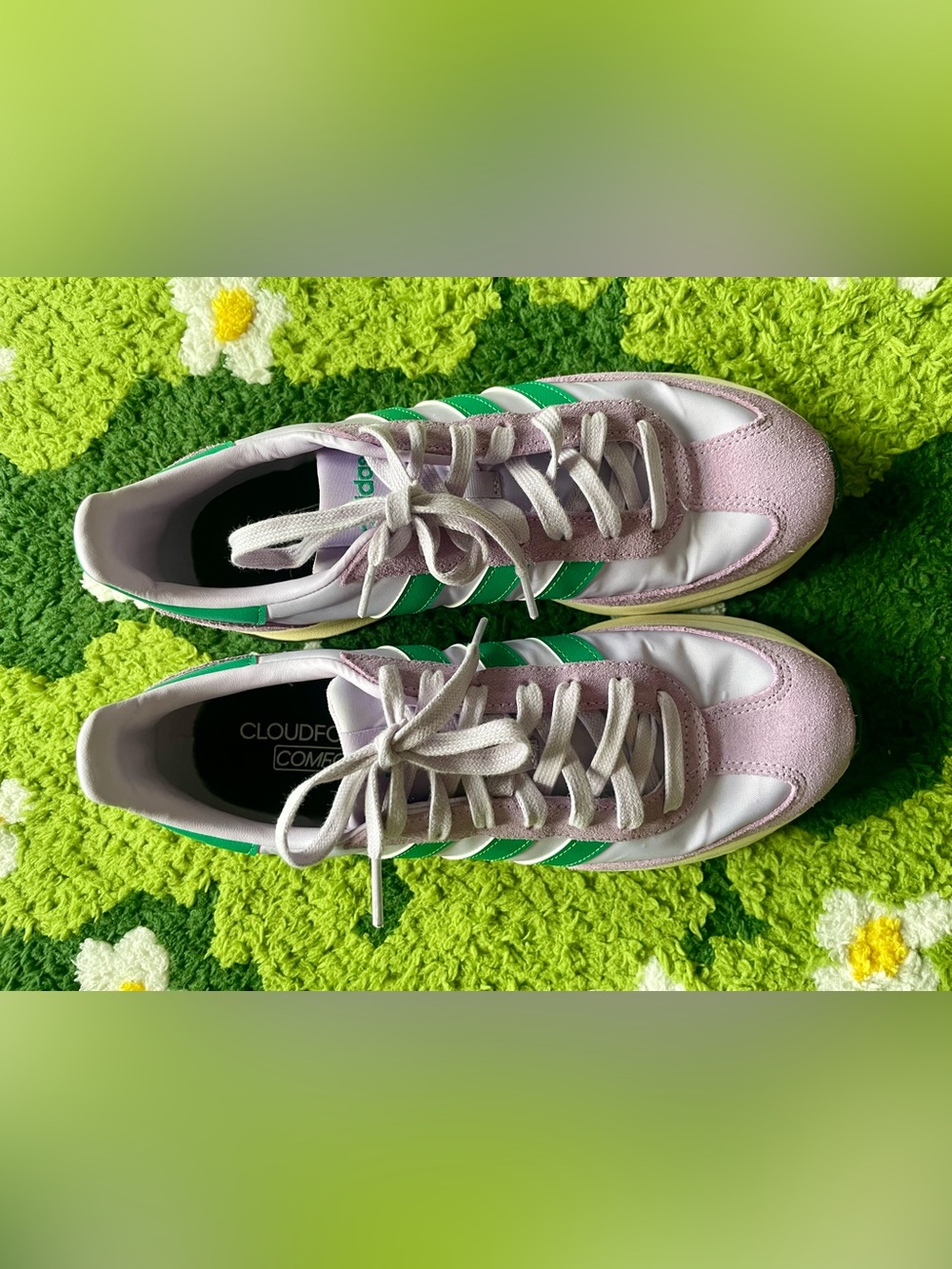 adidas Women's Lavender and Green Retro Lace-Up Sneakers - Picture 2 of 7